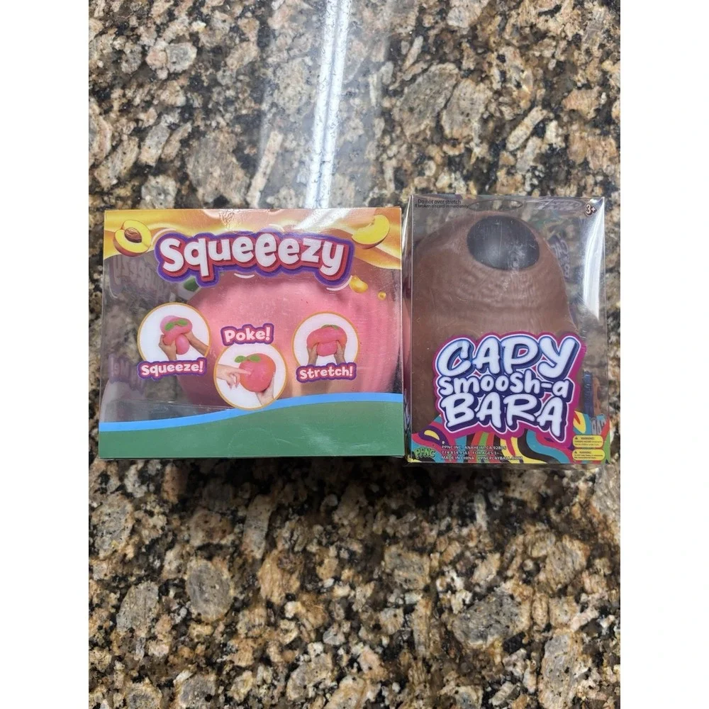 Sunny Days Squeezy Jumbo Peach & PPNC Capybara Stress Relief Sensory Toy New